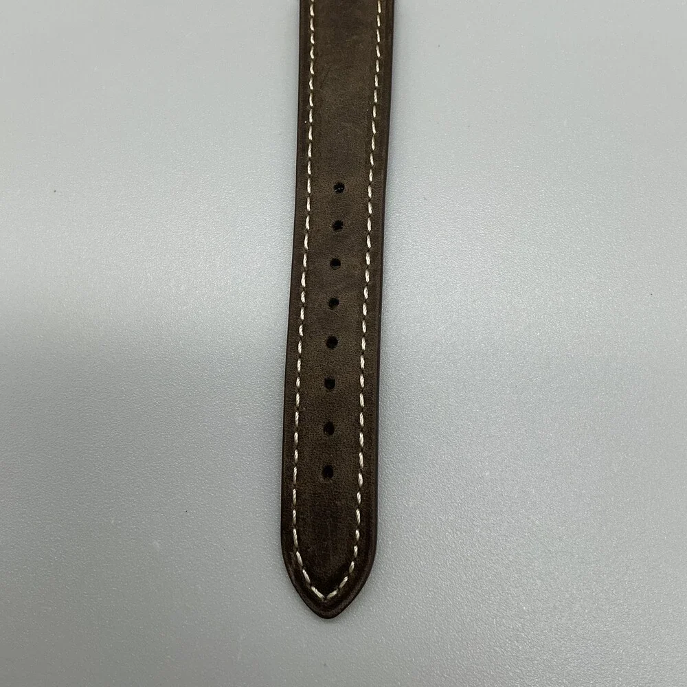 Vtg Timex Indiglo Mens Watch 34mm Two Tone Brown Leather Day Date New Battery